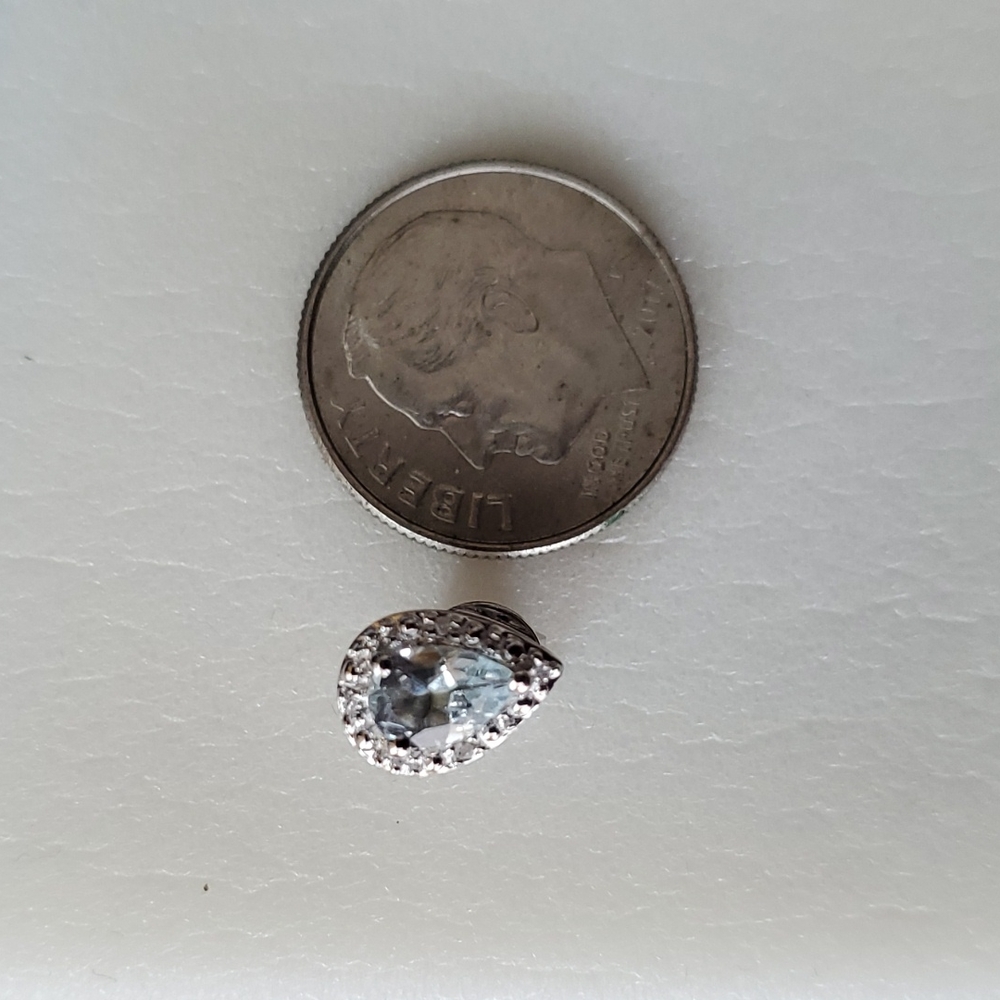 Aquamarine Gemstone and Diamond Accent Sterling Silver Stud Earrings - Picture 7 of 7